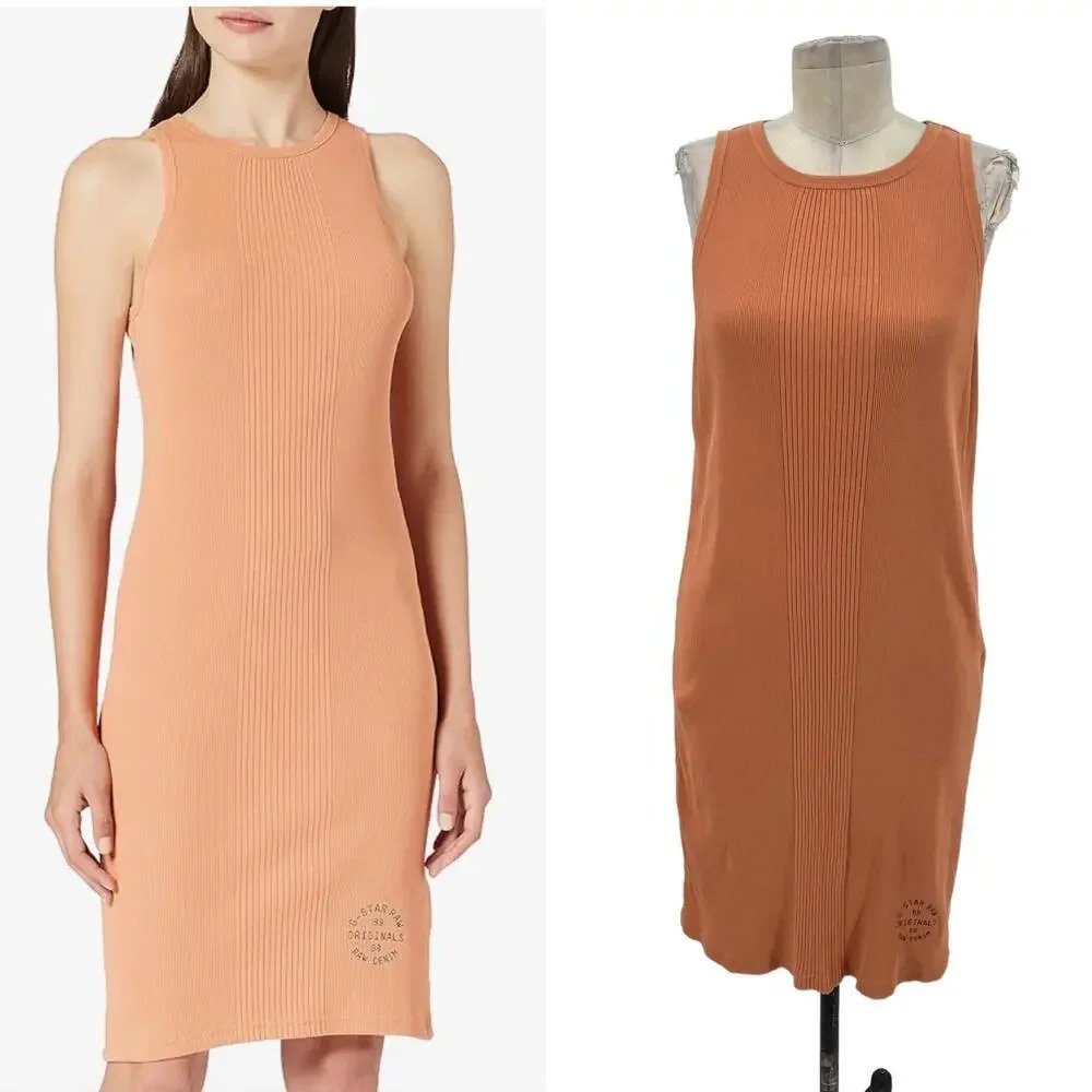 G-STAR RAW‎ Engineered Rib Tank Top Dress Pink Orange Size XL